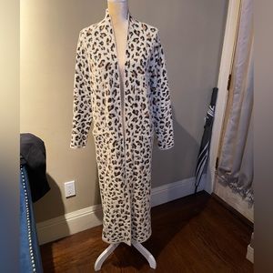 “Love Token” Nicolo Eyelash Knit Leopard Print Duster Cardigan Sz M